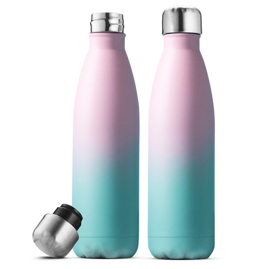 FineDine Triple-Insulated Stainless-Steel Water Bottle (set of 2) 17 Oz, Sleek Bottles, Keeps Hot & Cold, 100% Leakproof, Sweat- Proof Water Bottles, Great for Travel, Picnic & Camping